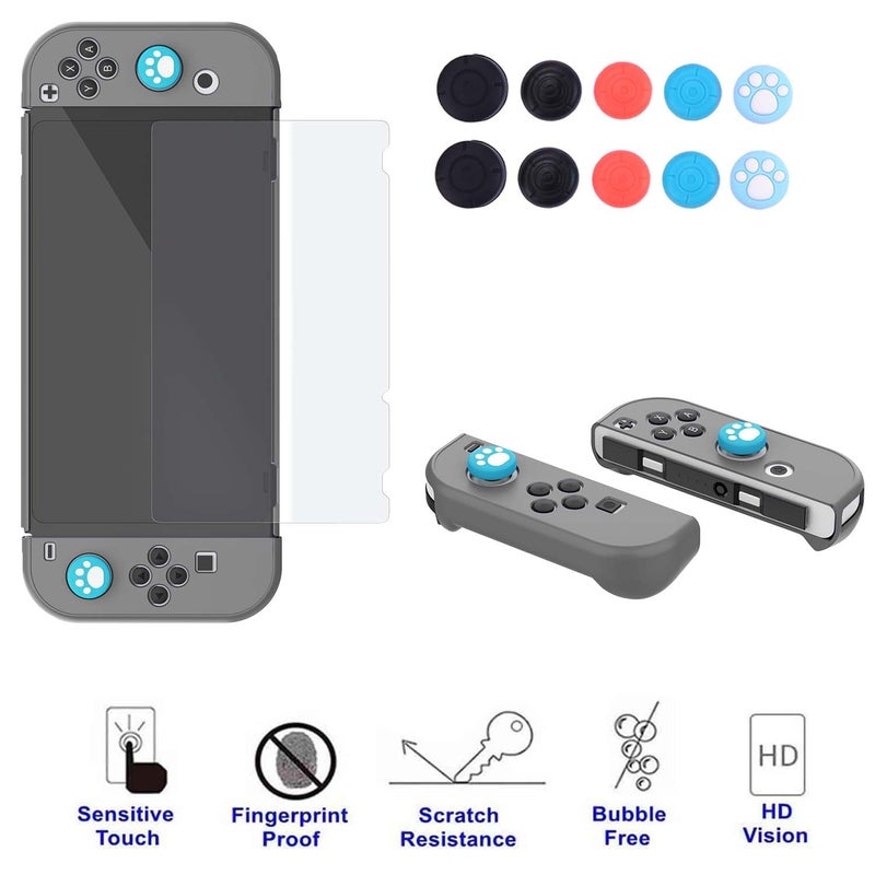 COMCOOL Dockable Case for Nintendo Switch OLED 2021 - Protective Cover Accessories for NS OLED and Joy-Con Controller with Screen Protector Thumb Grips -Gray - Image 4